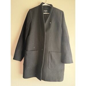 Abercrombie & Fitch Women's Wool Blend Peacoat Trench Black Classic Preppy